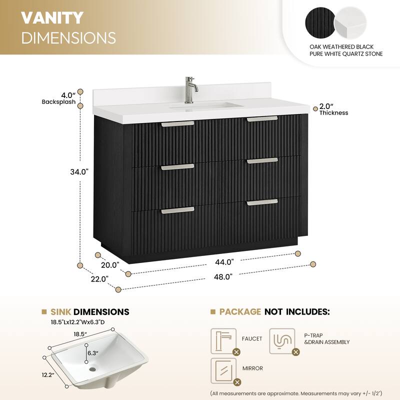 Santarem Single Vanity with Pure White Quartz Stone Top without Mirror