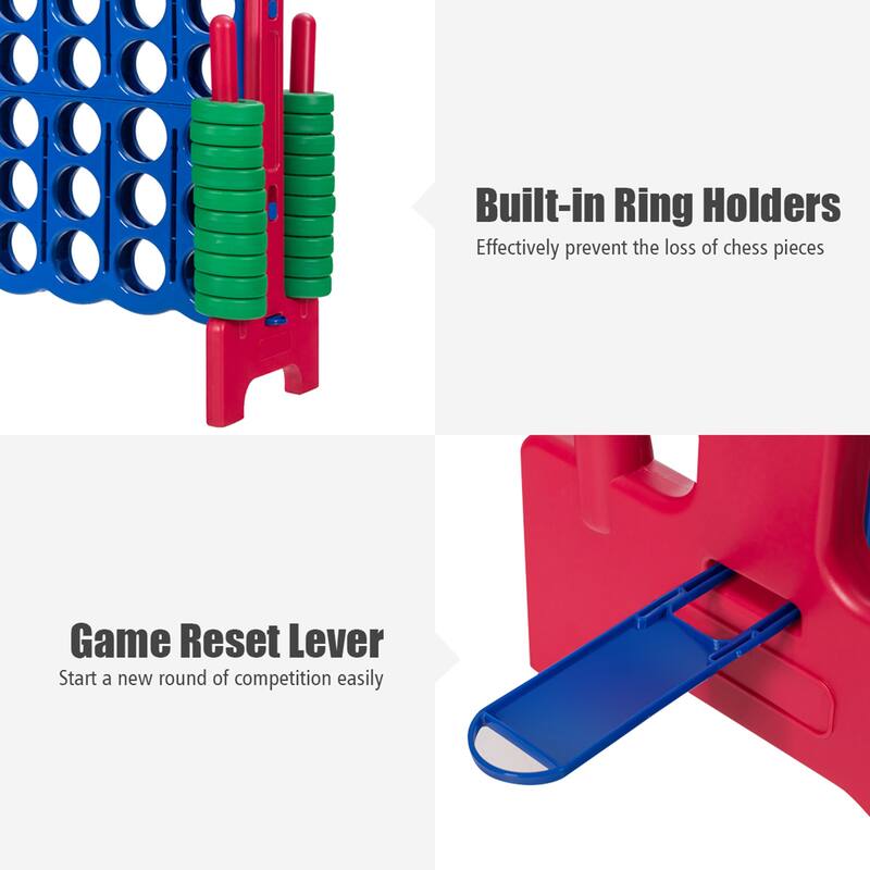 Gymax Jumbo 4-to-Score Game Set 4 in A Row Kids Adults w/ 42 Jumbo - See Details