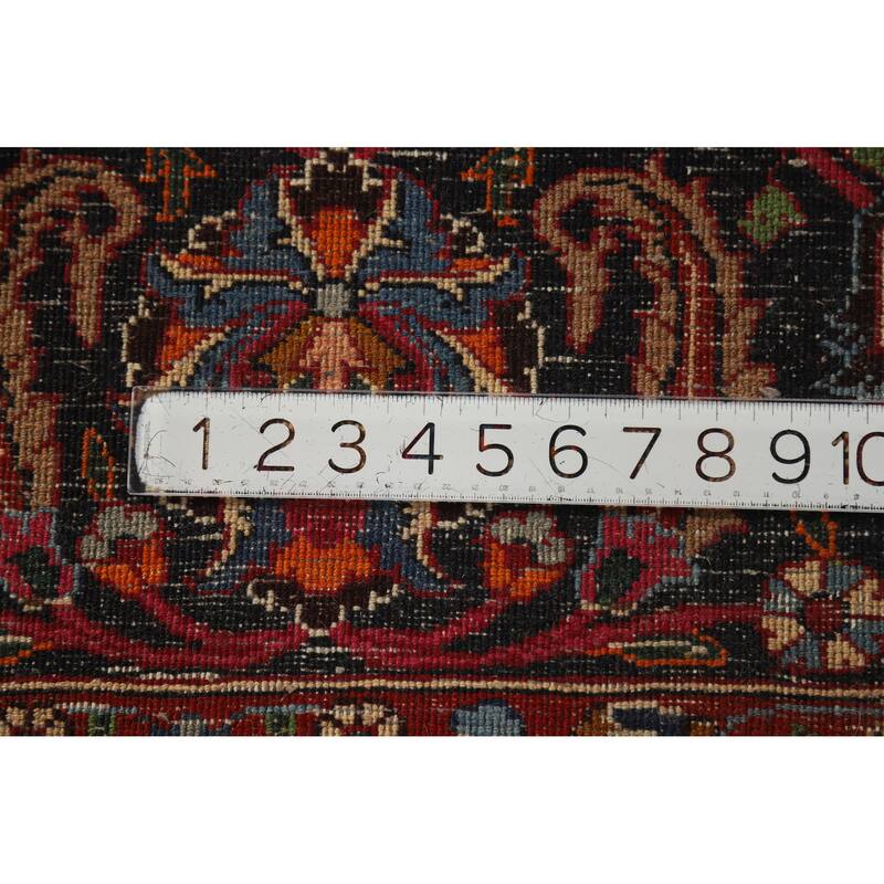 Hand Knotted Oriental 100% Wool Carpet Traditional Floral Red Mashad Area Rug - 16' 4'' X 10' 0''