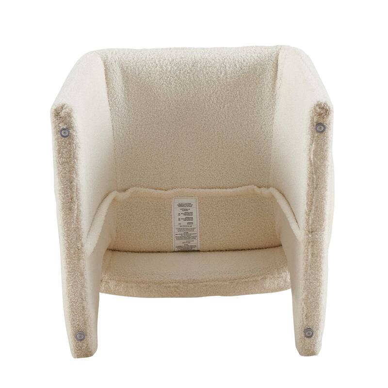 Modern Dining Chair Accent Chair White Single Sofa Chair,Upholstered Side Chair Teddy Comfy Chair for Dining Room/Bedroo