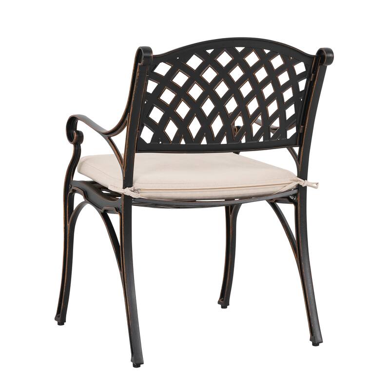 Outdoor 3-Piece Bistro Set with Umbrella Hole, Black with Gold-Painted Edge