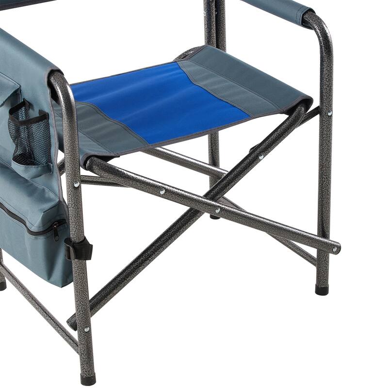 Padded Folding Outdoor Chair with Storage Pockets
