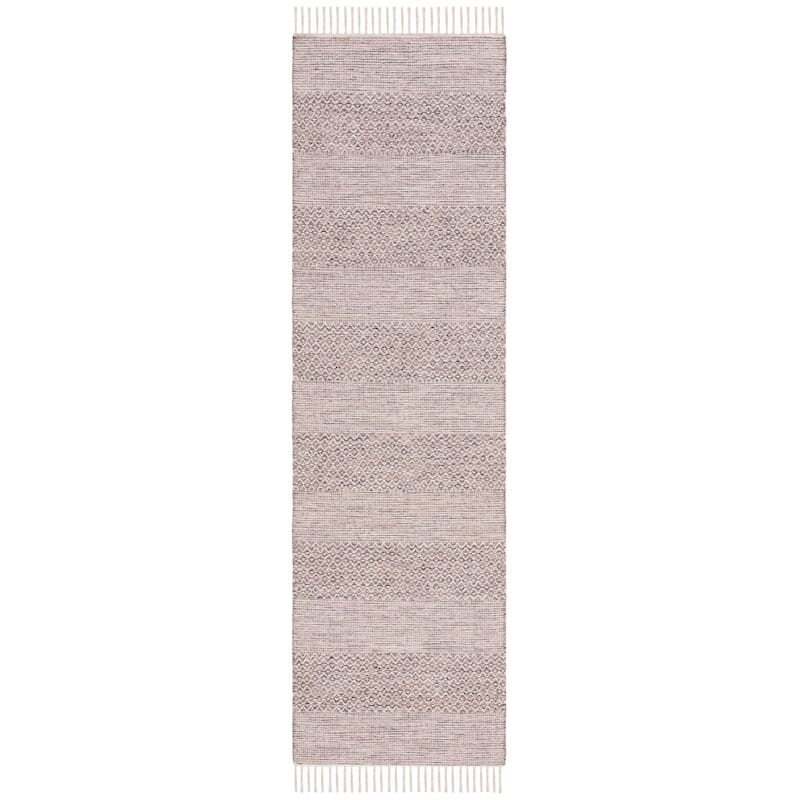 SAFAVIEH Handmade Montauk Alden Flatweave Cotton Fringe Rug - 2'3" x 12' Runner - Ivory/Steel Grey