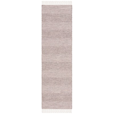SAFAVIEH Handmade Montauk Pacuta Flatweave Cotton Fringe Rug - Ivory/Steel Grey - 2' 3" x 14'