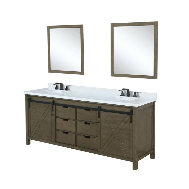 Marsyas Bath Vanity, Cultured Marble Countertop, Faucet Set and Mirrors