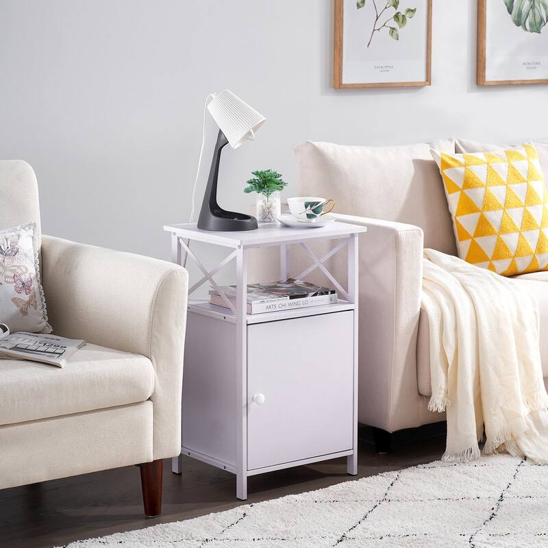 VECELO Modern Nightstands with Storage Cabinet, Nightstands Set of 2