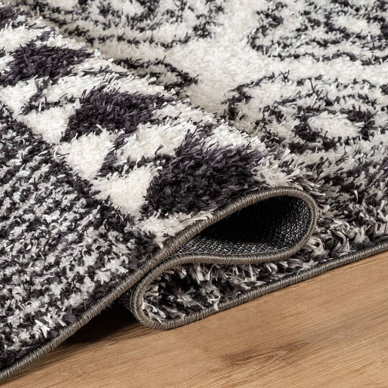 Geometric Shag Rug - Anthracite Dark Gray - Durable Rug for Living Room, Bedroom, or Entryway - Easy to Maintain