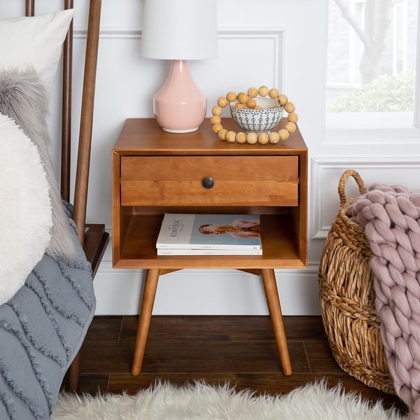 slide 2 of 53, Middlebrook Mid-Century Solid Wood 1-Drawer, 1 Shelf Nightstand
