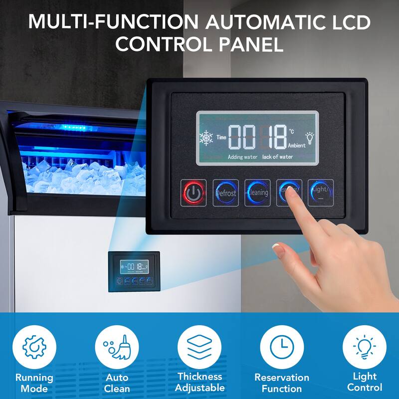 265 LBS/Day Commercial Ice Maker with 55 Lb Bin – Fast 120-Cube Output