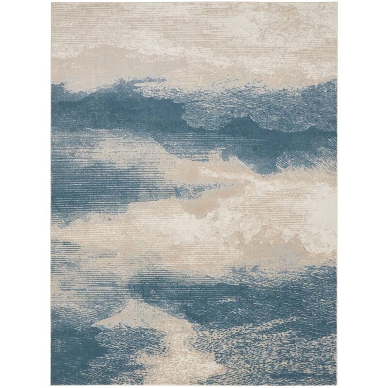 Hicic Power Loomed Abstract Modern Non Skid Stain Resistant Area Rug By HomeRoots - 153' X '111' X '0.5
