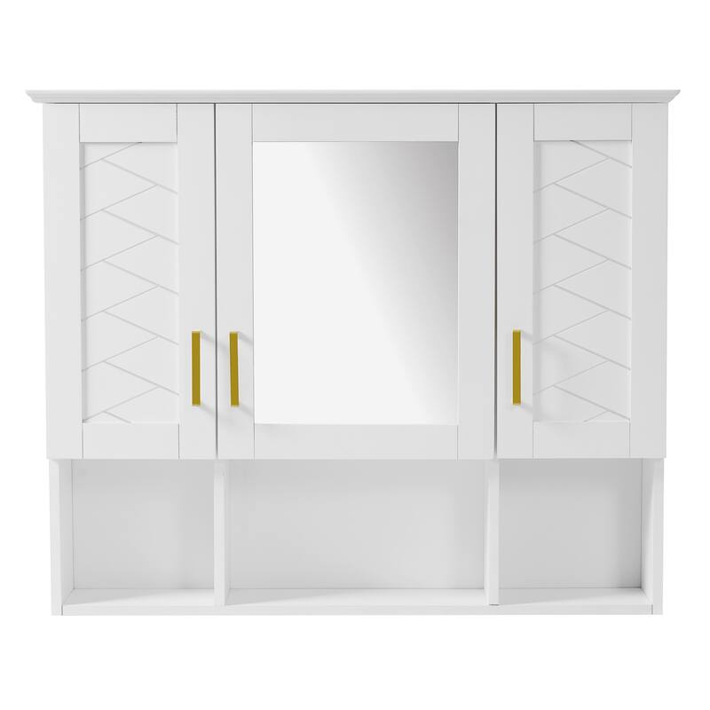 35" 2-in-1 Wall Mounted Medicine Cabinet with Adjustable Shelves & Soft Close Doors, High-Define Mirror with Storage