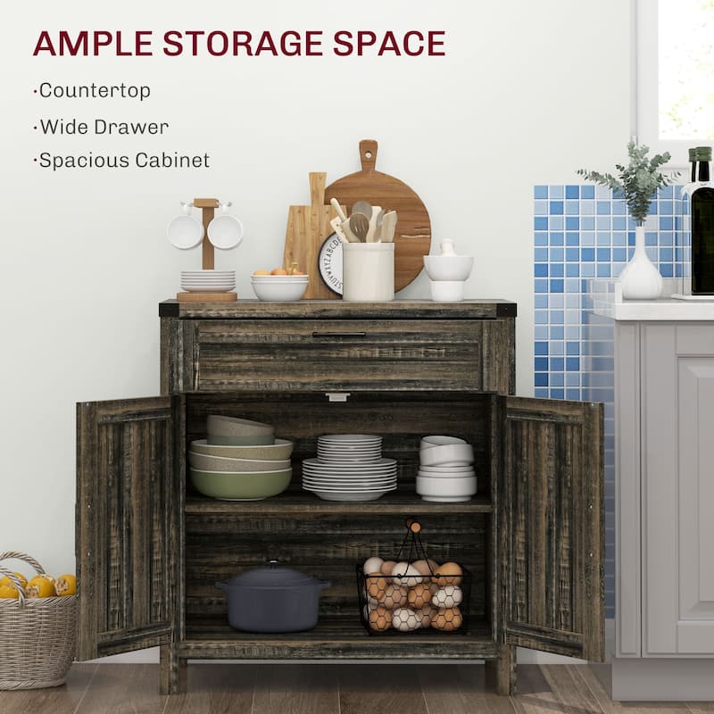 30" Magnetic Doors Storage Buffet Cabinet with Drawer and Adjustable Shelf Kitchen or Dining Room - 30" W x 15.25" D x 32.75" H