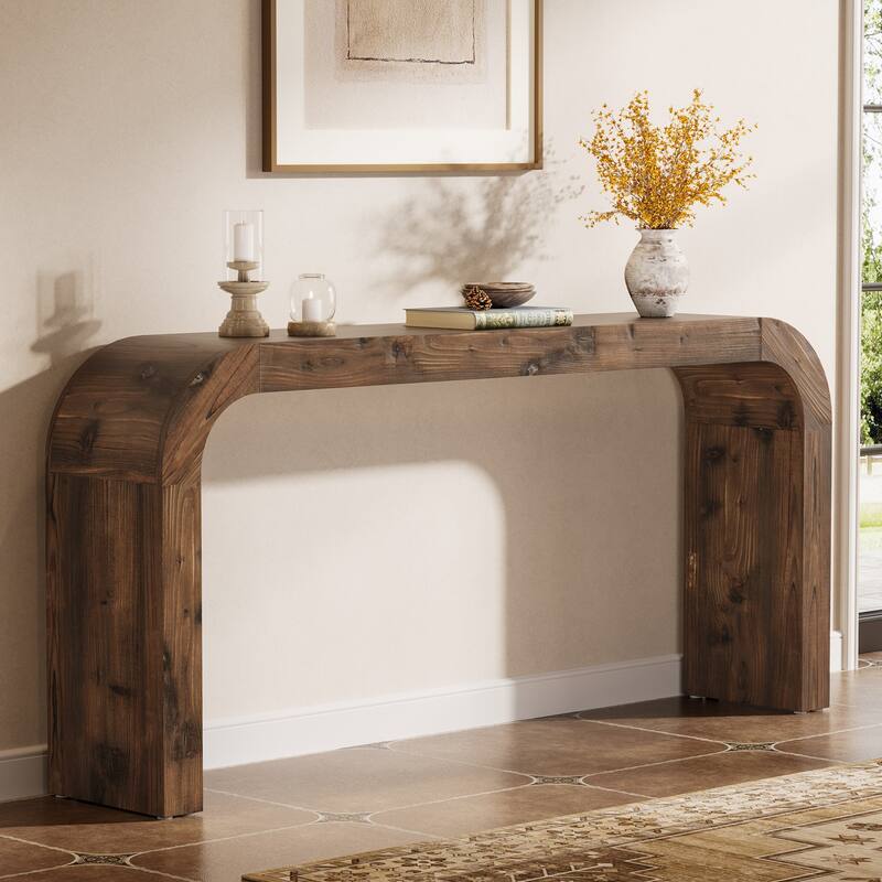 70.87-Inch Console Table, Solid Wood Farmhouse Sofa Table