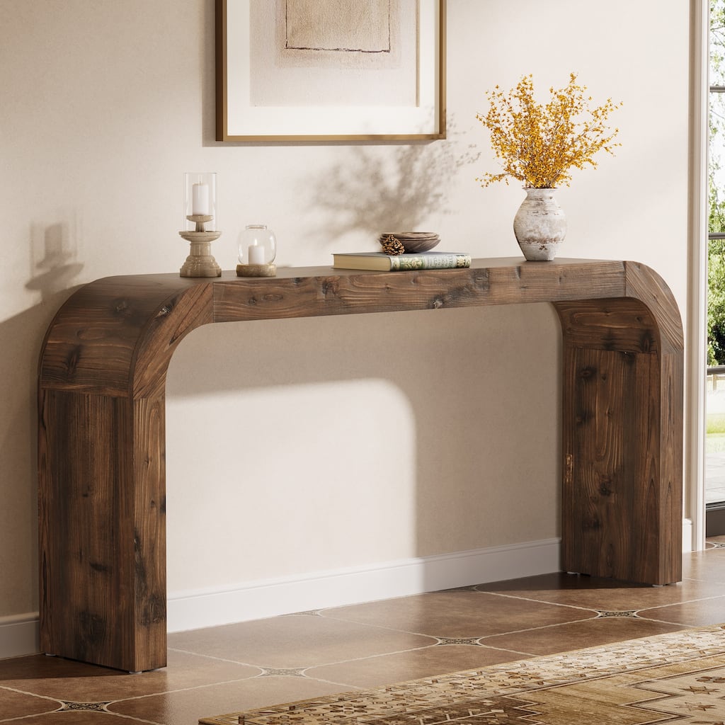 Solid Wood Console Table, 70.87-Inch Farmhouse Sofa Table