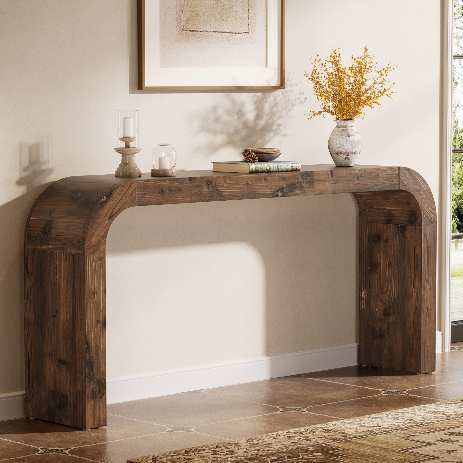 Solid Wood Console Table, 70.87-Inch Farmhouse Sofa Table - 11.81"D x 71"W x 31.5"H