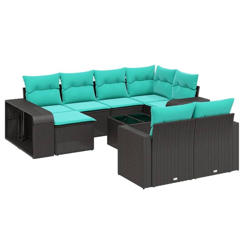 vidaXL Patio Sofa Set with Cushions Sectional Sofa Conversation Set Poly Rattan - 24.4" x 24.4" x 27.2"
