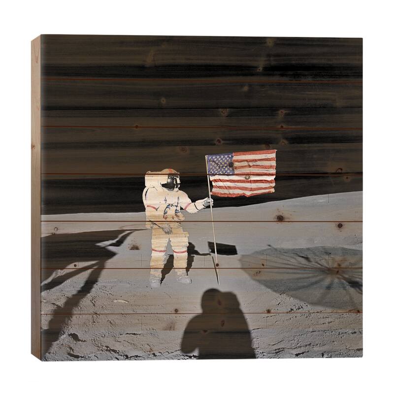 Apollo 14 Shepard Print On Wood by NASA - Multi-Color - 26x26x1.5