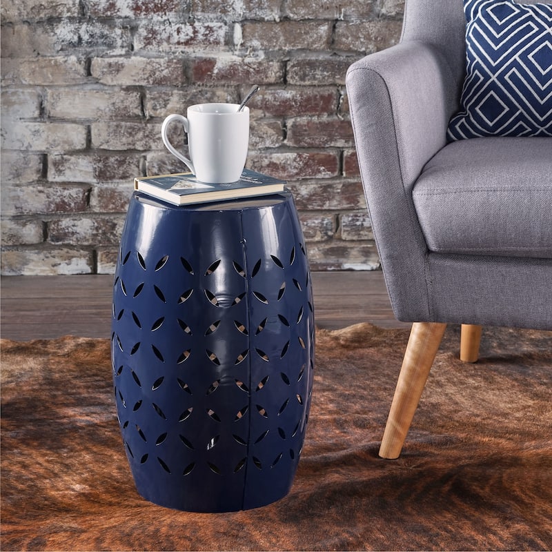 Jorell Lace Cut Accent Table by Christopher Knight Home - Dark Blue