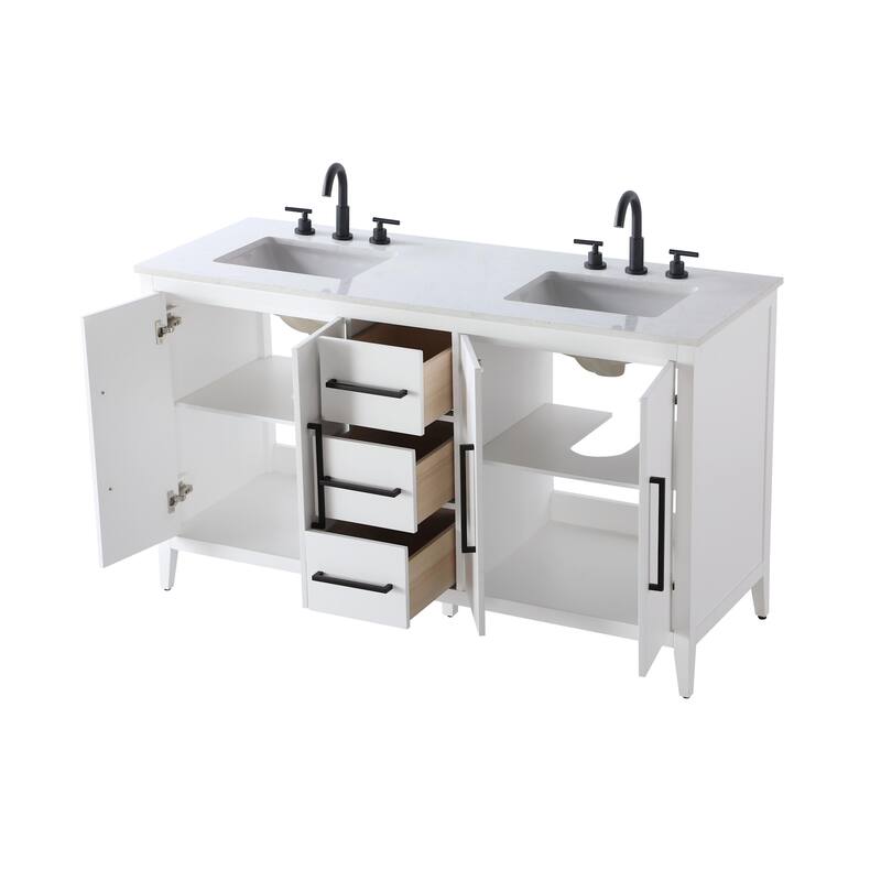 Elegant Lighting VF29360D Millie 60" Free Standing Double Basin Vanity