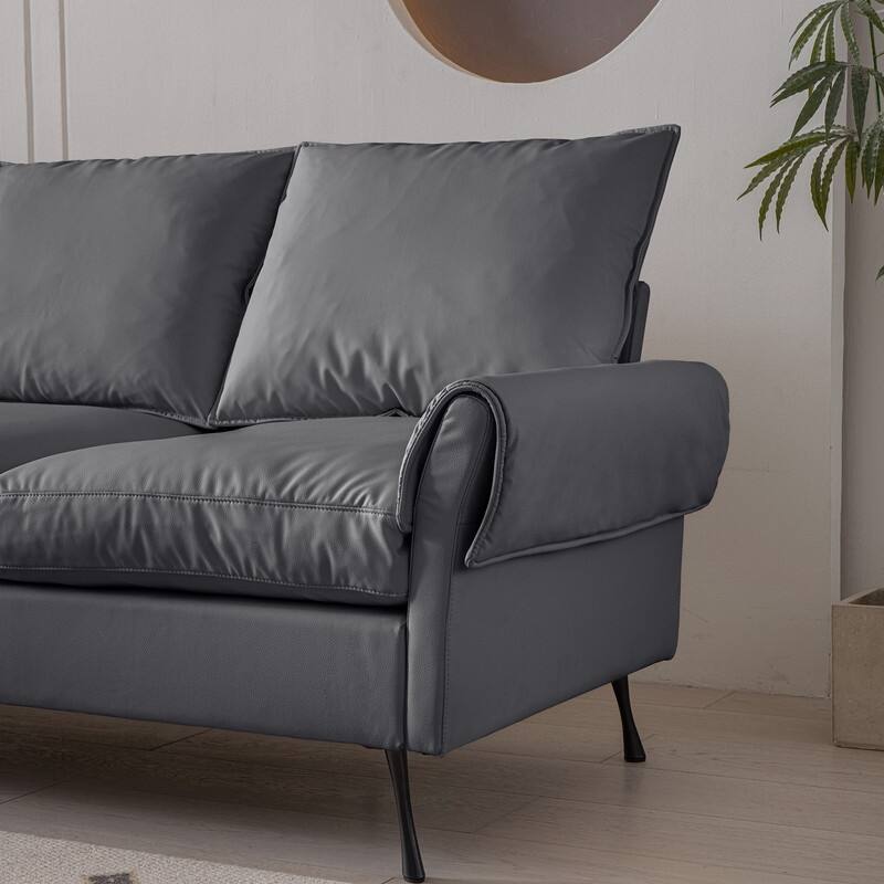 104.5" Modern Technical leather L Shaped Sofa with Convertible Ottoman,Living Room L Shaped Couch