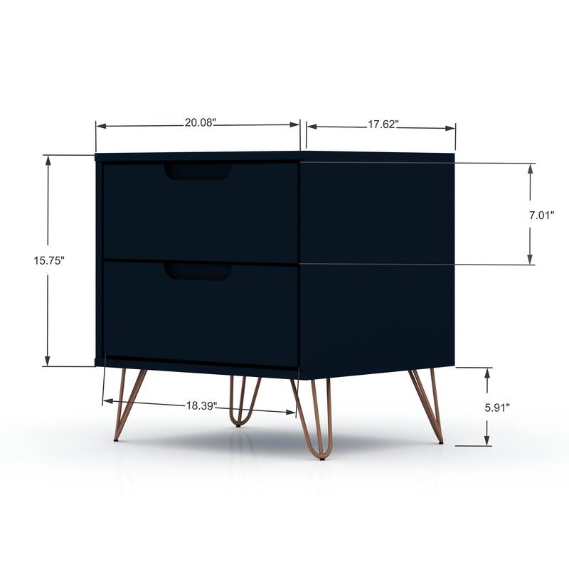 20-Inch Nightstand in Midnight Blue with 2 Drawers