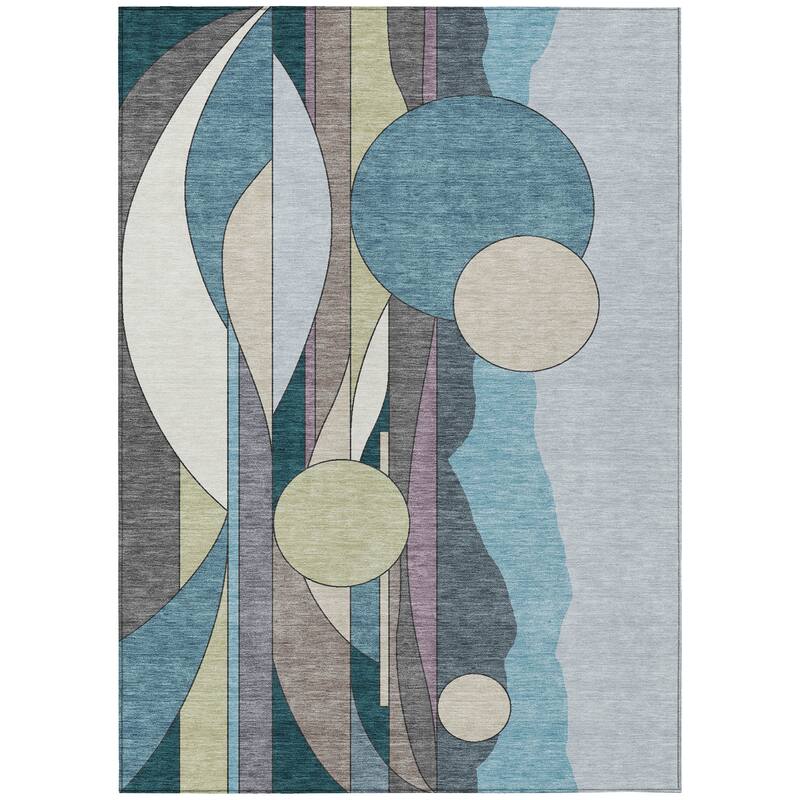 Machine Washable Indoor/ Outdoor Contemporary Retro Chantille Rug