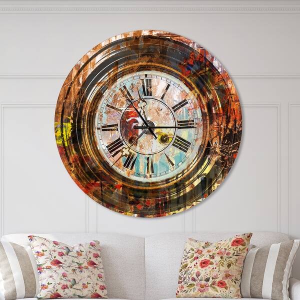 slide 2 of 10, Designart 'People and Time Acrylic Painting' Oversized Modern Wall CLock 36 in. wide x 36 in. high