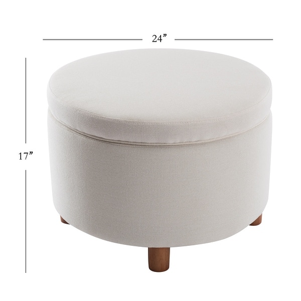 dimension image slide 0 of 7, WOVENBYRD Large Round Storage Ottoman, Lift Off Lid