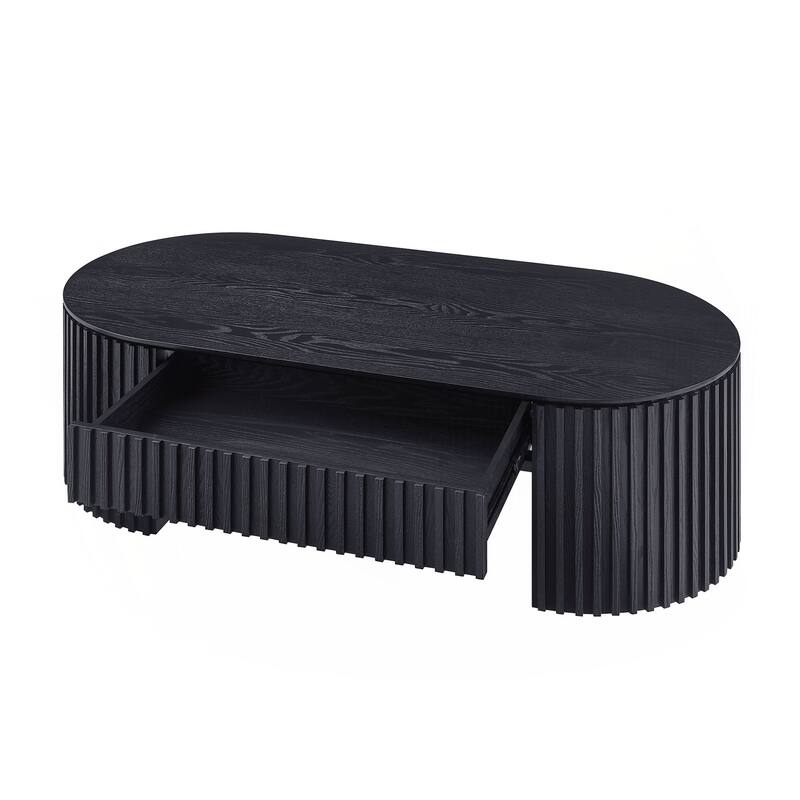 51.18'' Oval Wood Coffee Table With Drawer