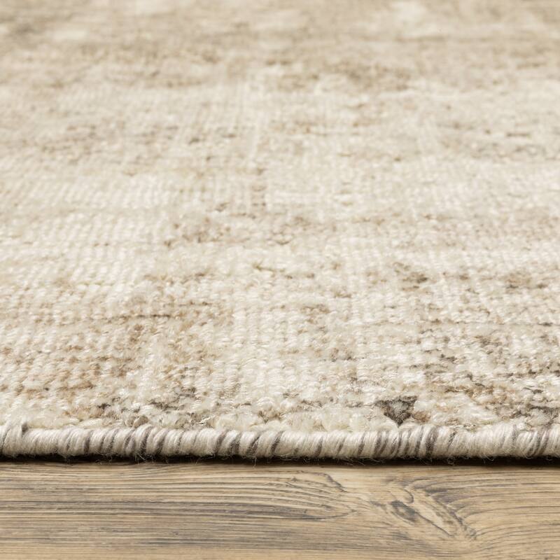 Somerset Textured Abstract Brown/ Beige Hand-made Wood Blend Area Rug