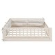 preview thumbnail 6 of 10, Wood Full Size Upholstered Platform Bed with Guardrail and Pillow, Beige