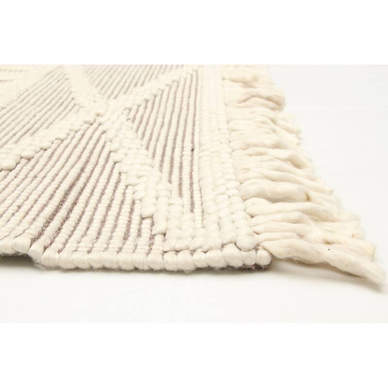 ECARPETGALLERY Braid weave Sienna Cream Wool Rug - 4'11 x 7'3