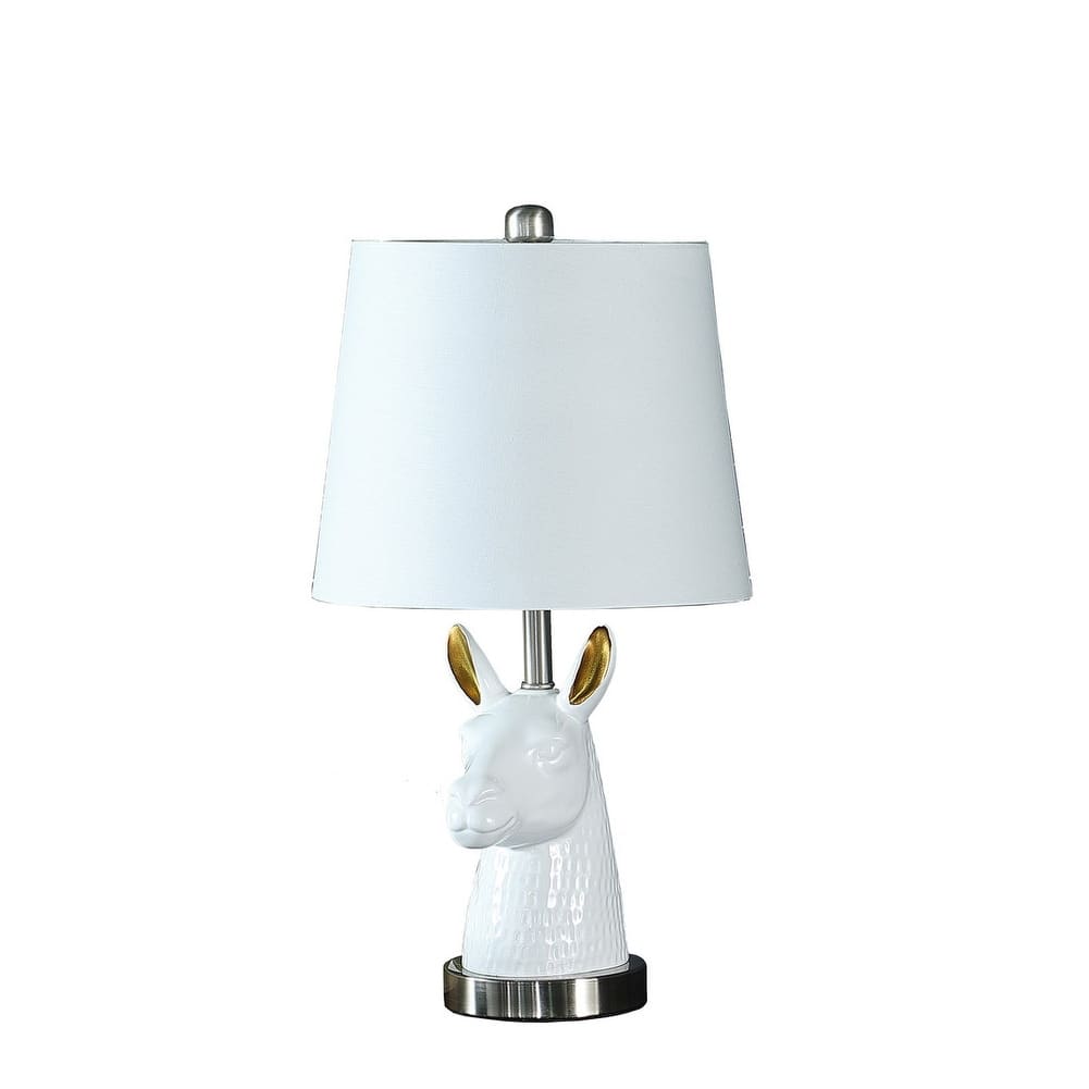 20.5" Patagonia White Llama Bust Resin Table Lamp