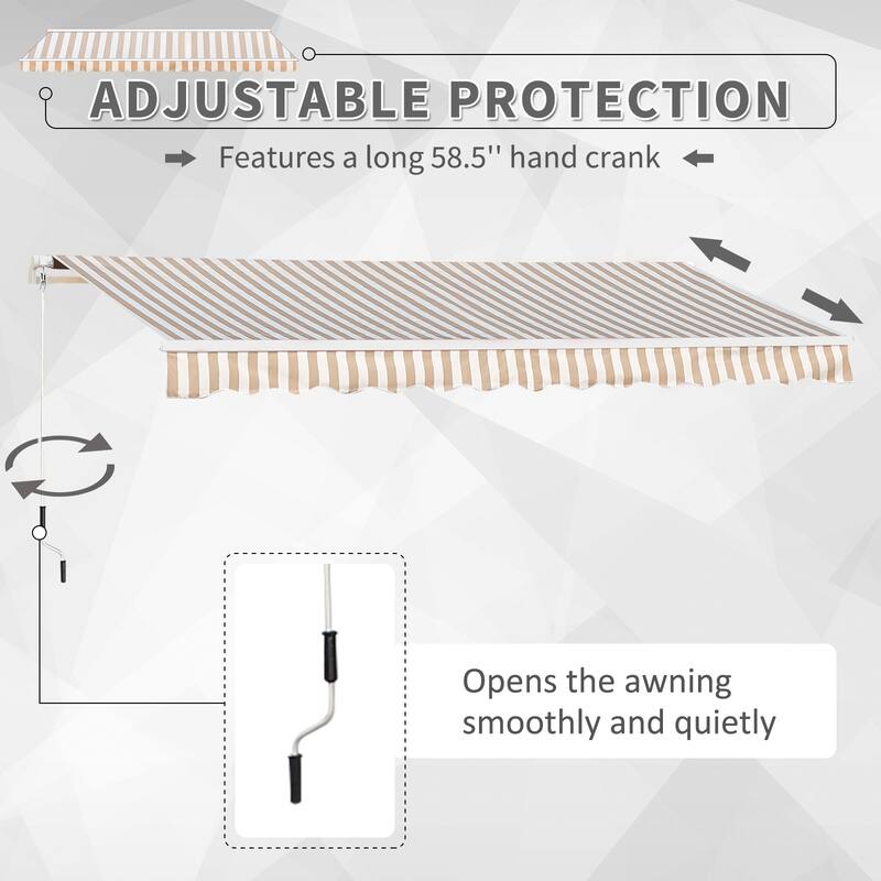 Outsunny 13' x 8' Manual Retractable Sun Shade Patio Awning with Durable Design & Adjustable Length Canopy