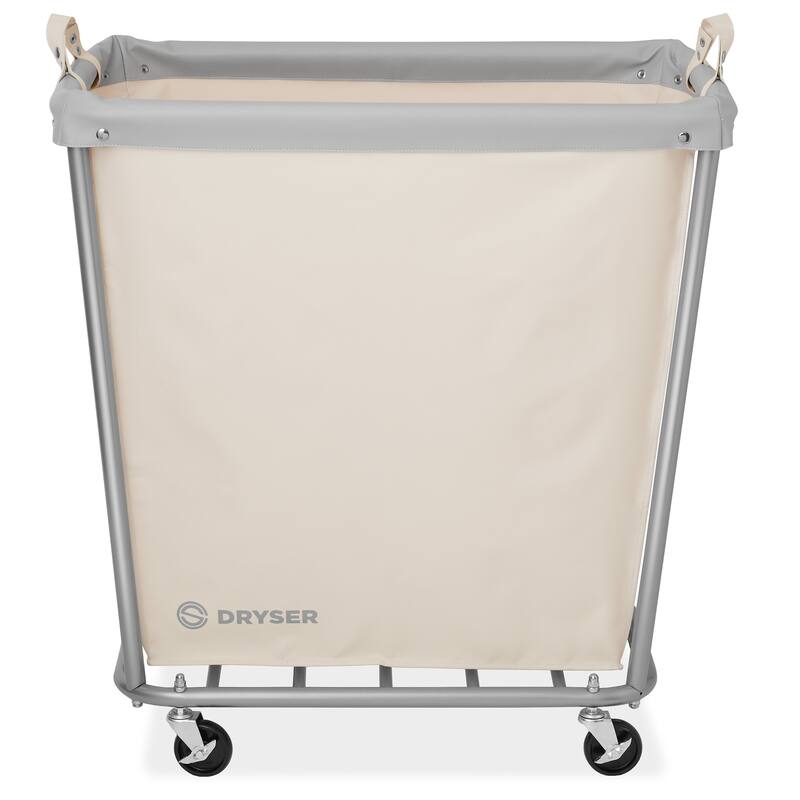 Commercial Large Rolling Canvas Bin Laundry Hamper on Wheels White