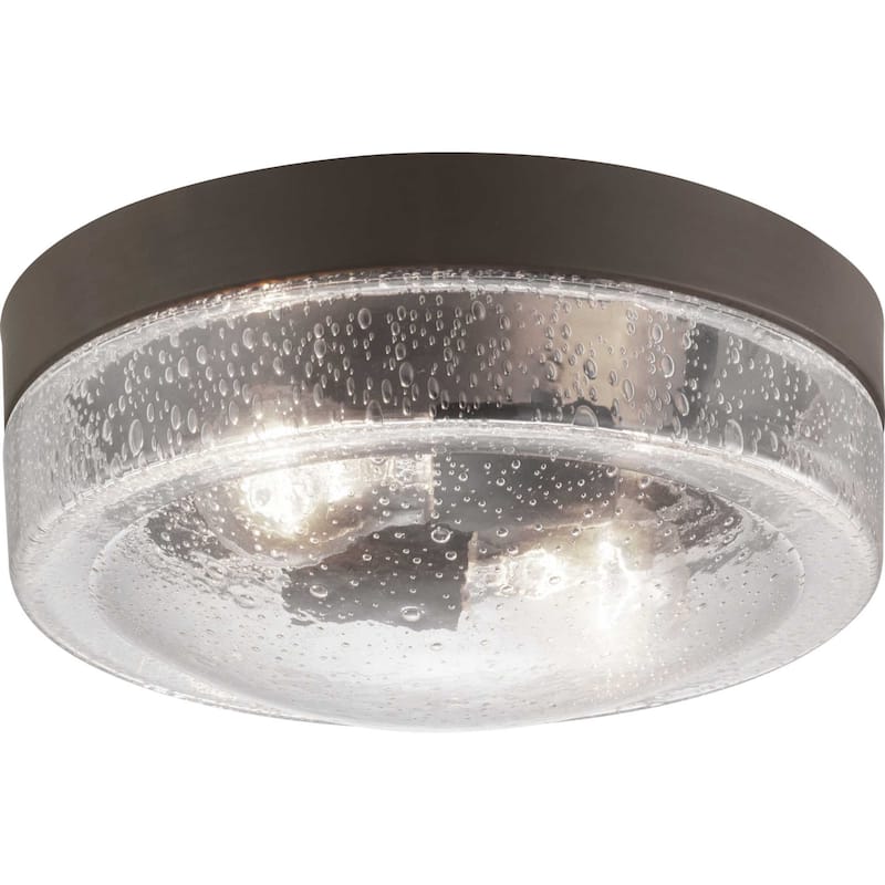 Progress Lighting Weldon 2 Light 11" Wide Outdoor Flush Mount Drum - Architectural Bronze