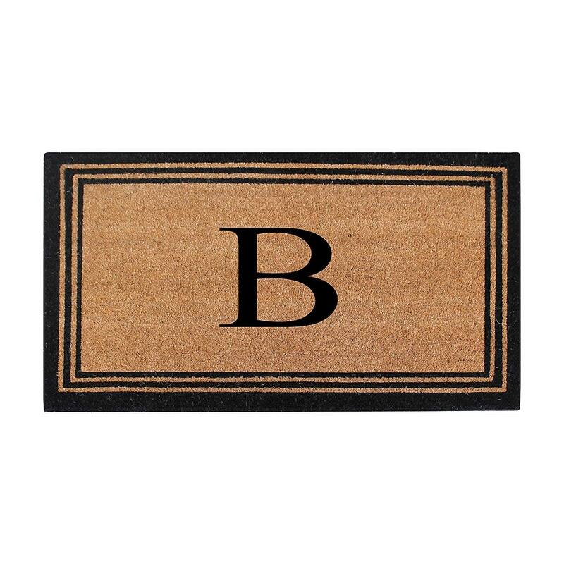 A1HC Pure Natural Coir Monogrammed Heavy Duty PVC Backing Doormat - 18" X 30" - Monogrammed B