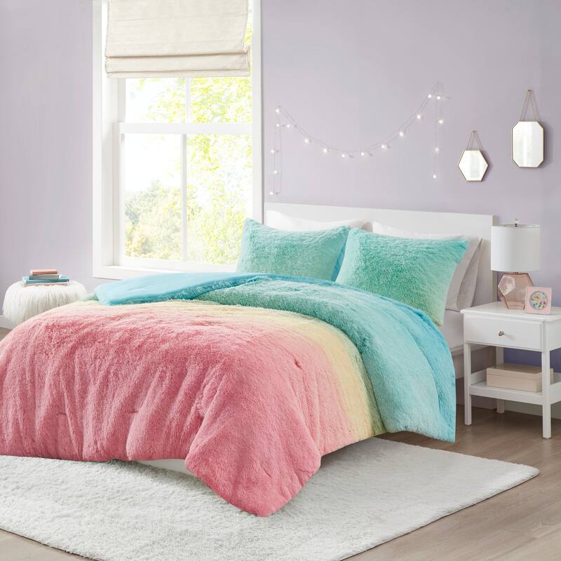 Intelligent Design Talia Ombre Shaggy Faux Fur Comforter Set