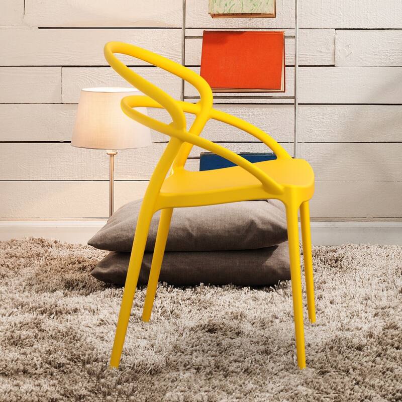 32.25" Yellow Outdoor Patio Round Dining Chair