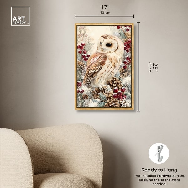 dimension image slide 15 of 24, Christmas Forest Owl III Wall Decor Canvas Print by Art Remedy