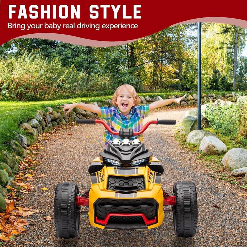 12V Kids Ride On ATV, 3 Wheeler Motorcycle, Rechargeable Battery-Powered ATV Toy Car