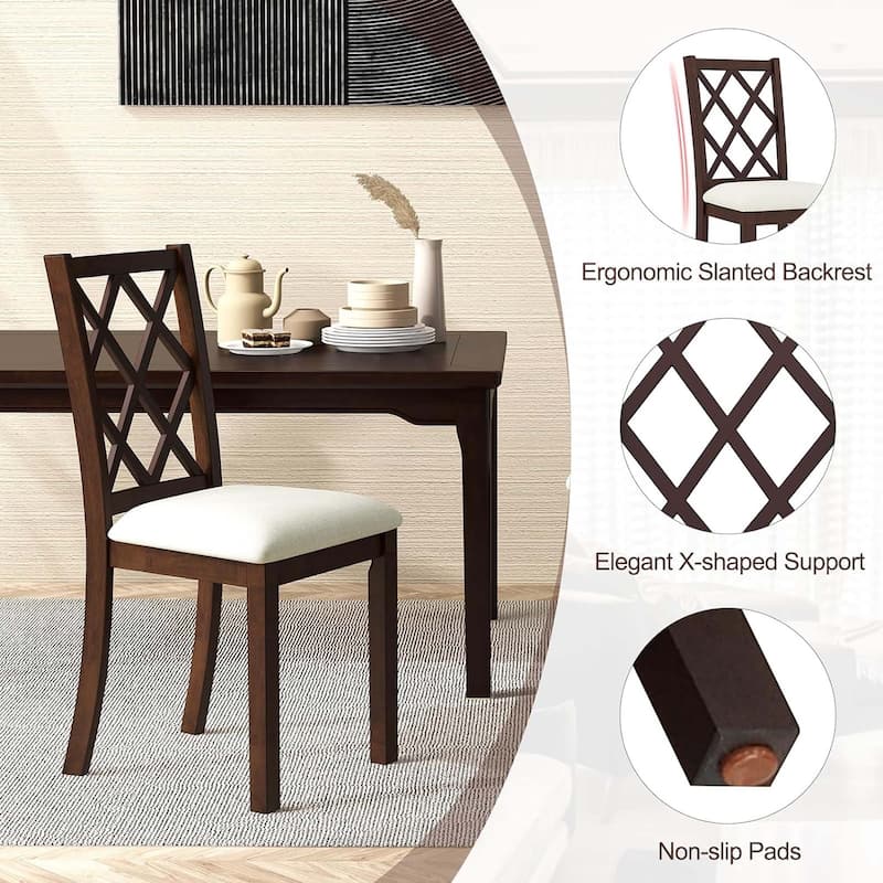 2/4 PCS Wood Dining Chairs High Back Kitchen Chair w/Cushion Seat Bed