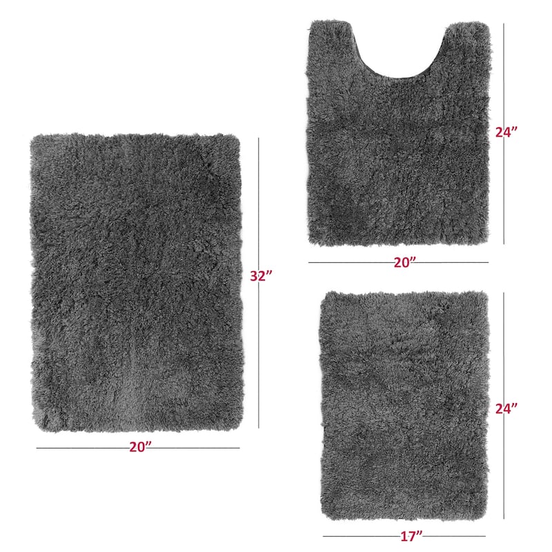 Porch & Den Lorena Shaggy/ Non-slip Rubber Backed Bath Rug Set