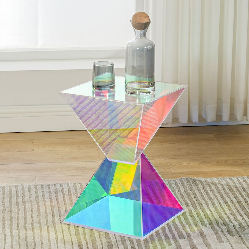 Modern Acrylic Accent End Table, Outdoor Side Tables - 18.11"H x 12.6"W x 12.6"L