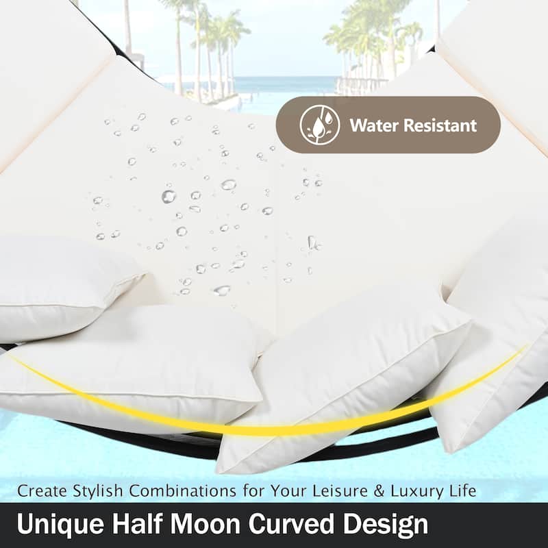 6-Seat Patio Half-Moon Curved Outdoor Furniture Sofa Set with Coffee Table