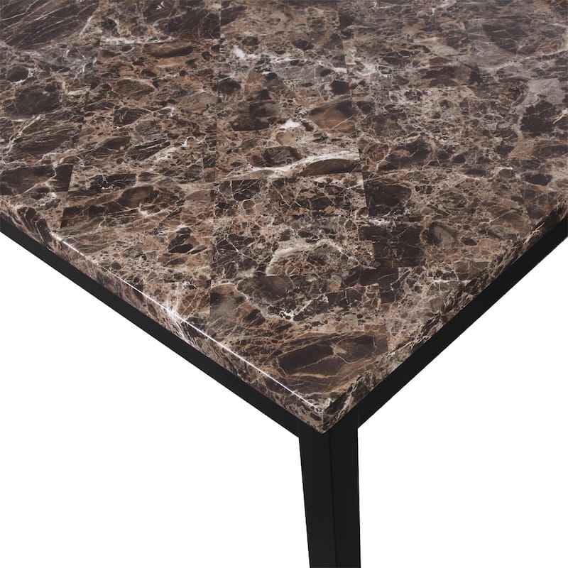Metal Counter Height Dining Table with Laminated Faux Marble Top