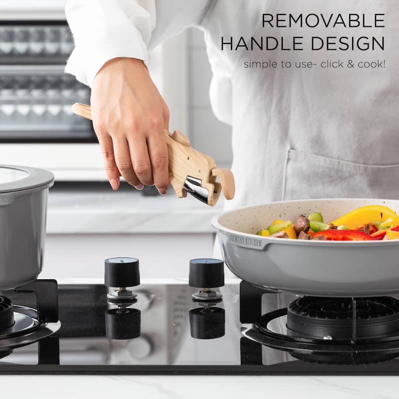 Country Kitchen 16 Piece RV Cookware Set Ceramic with Removable Handle Oven Safe.