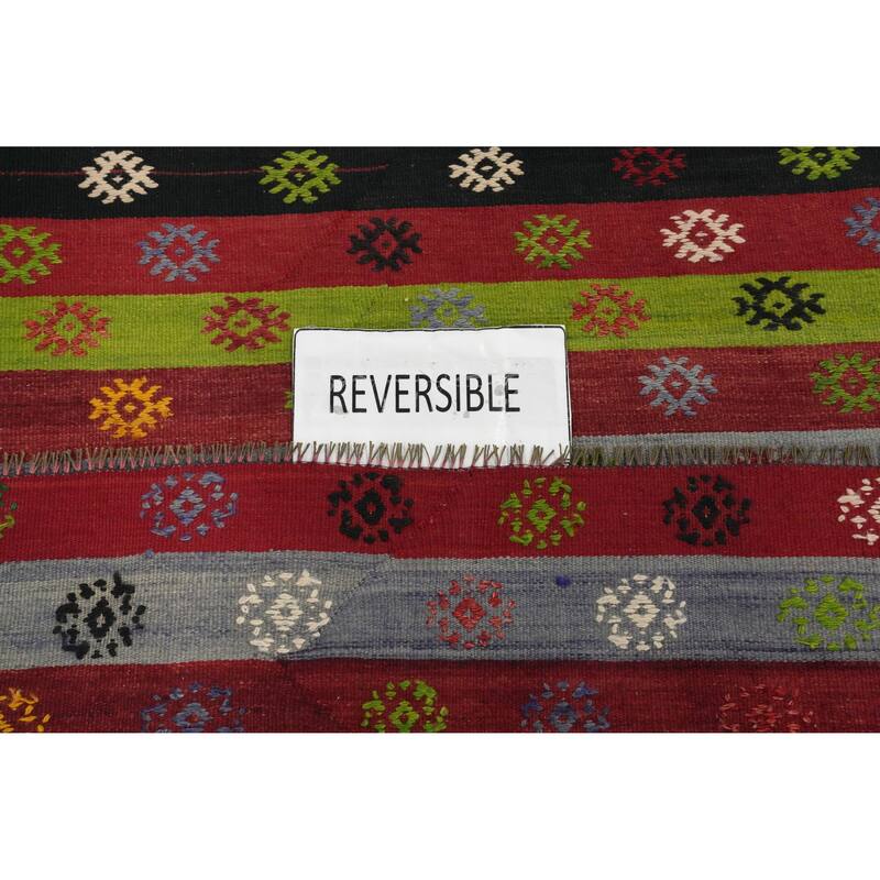 Hand Woven Oriental 100% Wool Carpet Southwestern Tribal Multi-Colored Kilim Area Rug - 6' 10'' X 5' 5''