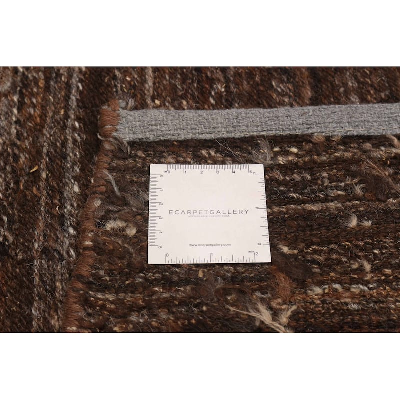 ECARPETGALLERY Flat-Weave Natural Brown Wool Kilim - 9'7 x 9'10