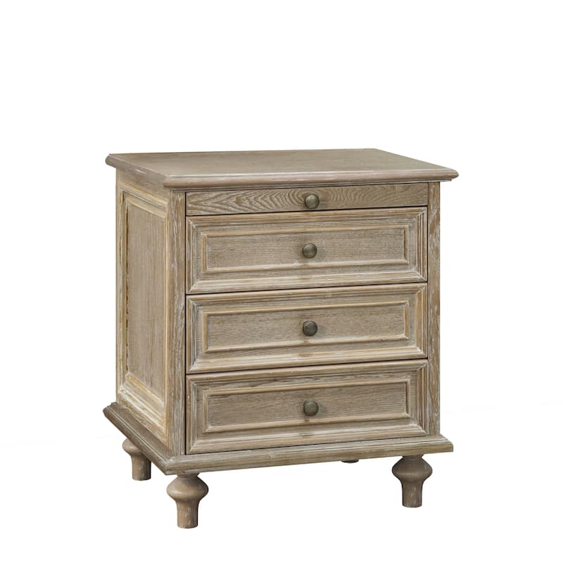 Nightstands with 4 Drawer,Wood Storage End Table with Hidden Pull-Out Shelf, with 4 Solid Wood Feet and Metal Handle